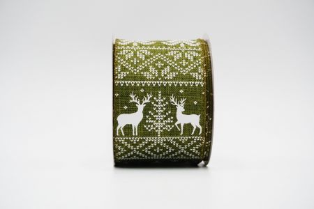 Knit Printed Reindeer.Tree Ribbon_KF6401GC-3-185_Green